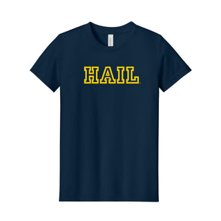 Michigan Hail Outline Youth Triblend T-Shirt - Solid Navy