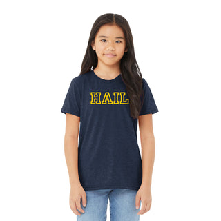 Michigan Hail Outline Youth Triblend T-Shirt - Solid Navy