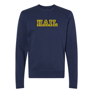 Michigan Hail Outline JA BTB Fleece Crewneck - True Navy