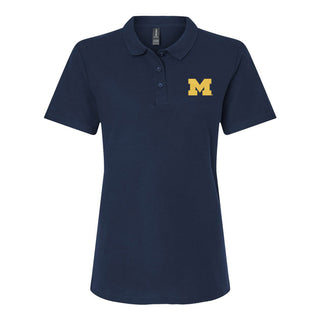 Michigan Block M EMB Womens Softstyle Pique Polo