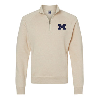 Michigan Block M EMB JA Triblend 1/4-Zip Sweatshirt - Oatmeal Triblend