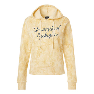 Michigan Sweet Script Womens Maddie Floral Print Hoodie - Sun Ray