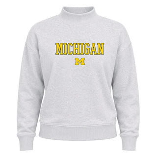Michigan Rundown Womens Dream Fleece Mockneck - Ash Grey