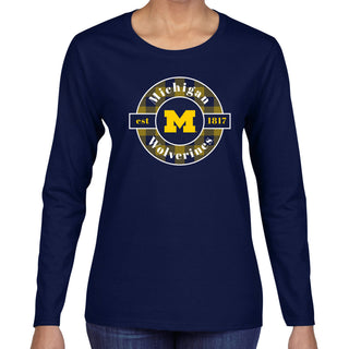 Michigan Plaid Circle Women's Long Sleeve - Navy