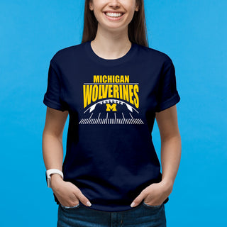 Michigan Football Field Cotton T-Shirt - Navy