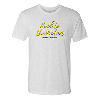 Michigan Fight Song Script Triblend T-Shirt - Heather White