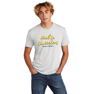 Michigan Fight Song Script Triblend T-Shirt - Heather White