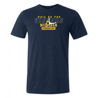 Michigan Men's Gymnastics Fight Song Silhouette Canvas Triblend T-Shirt - Solid Navy Triblend
