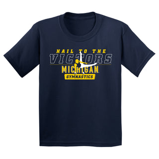 Michigan Men's Gymnastics Fight Song Silhouette Youth T-Shirt - Navy