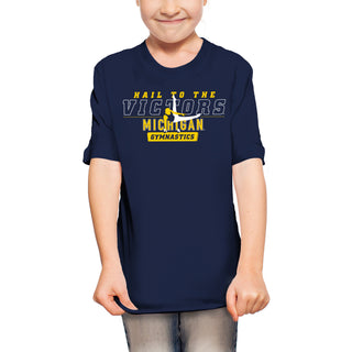 Michigan Men's Gymnastics Fight Song Silhouette Youth T-Shirt - Navy