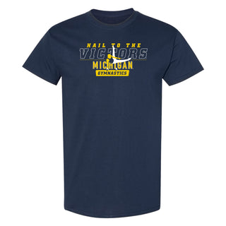Michigan Men's Gymnastics Fight Song Silhouette T-Shirt - Navy