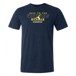 Michigan Women's Gymnastics Fight Song Silhouette Canvas Triblend T-Shirt - Solid Navy Triblend