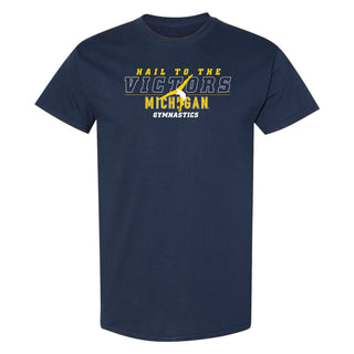 Michigan Women's Gymnastics Fight Song Silhouette T-Shirt - Navy