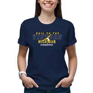 Michigan Women's Gymnastics Fight Song Silhouette T-Shirt - Navy
