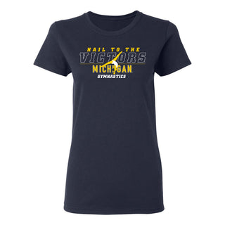 Michigan Women's Gymnastics Fight Song Silhouette Women's T-Shirt - Navy