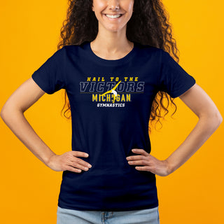 Michigan Women's Gymnastics Fight Song Silhouette Women's T-Shirt - Navy
