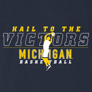 Michigan Men's Basketball Fight Song Silhouette Canvas Triblend T-Shirt - Solid Navy Triblend