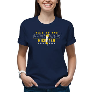 Michigan Men's Basketball Fight Song Silhouette T-Shirt - Navy