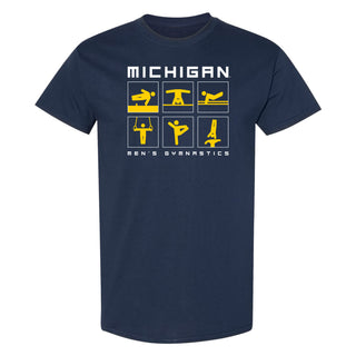 Michigan Men's Gymnastics Action Squares T-Shirt - Navy