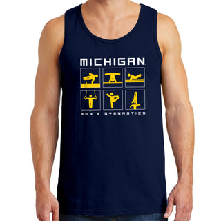 Michigan Men's Gymnastics Action Squares Tank Top - Navy