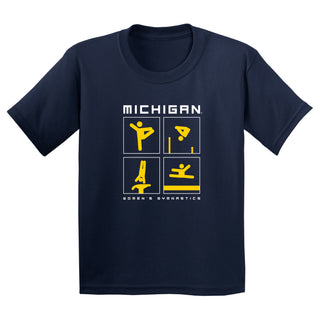 Michigan Women's Gymnastics Action Squares Youth T-Shirt - Navy