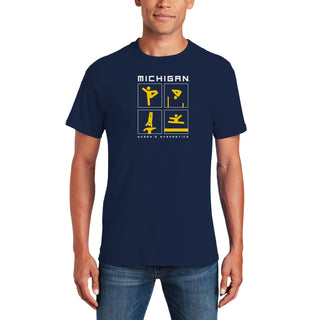 Michigan Women's Gymnastics Action Squares T-Shirt - Navy