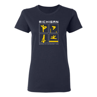 Michigan Women's Gymnastics Action Squares Women's T-Shirt - Navy