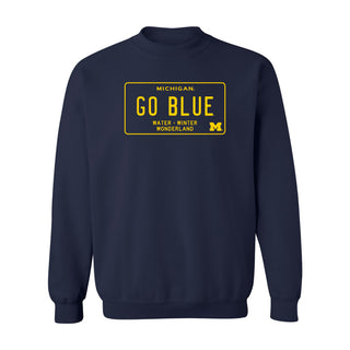 Michigan License Plate Crewneck Sweatshirt - Navy