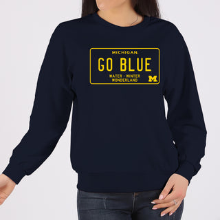 Michigan License Plate Crewneck Sweatshirt - Navy