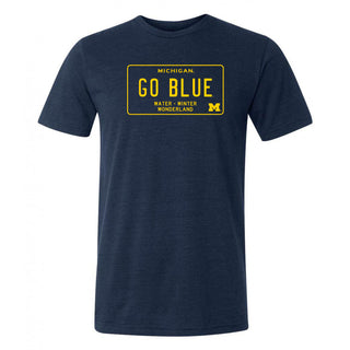 Michigan License Plate Triblend T-Shirt - Solid Navy