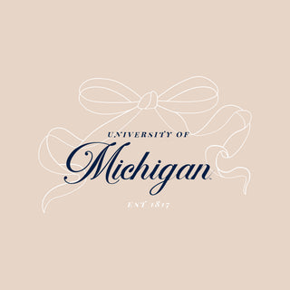 Michigan Delicate Bow Womens Lightweight Crop Crewneck - Blush