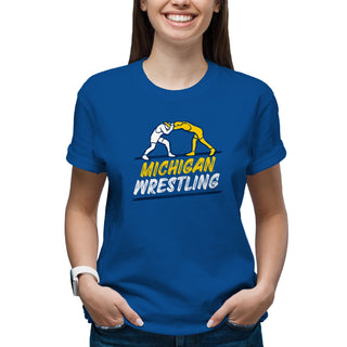 Michigan Wrestling Sketch T-Shirt - Royal