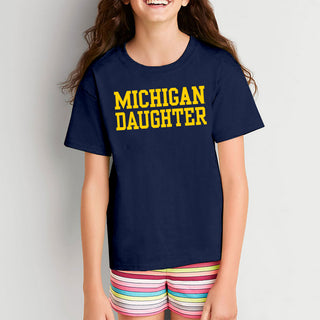 Michigan Basic Block Daughter Youth T-Shirt - Navy
