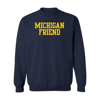 Michigan Basic Block Friend Crewneck Sweatshirt - Navy