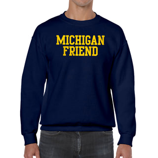 Michigan Basic Block Friend Crewneck Sweatshirt - Navy