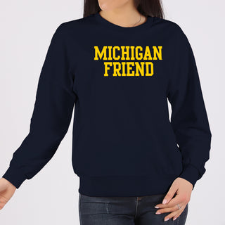 Michigan Basic Block Friend Crewneck Sweatshirt - Navy