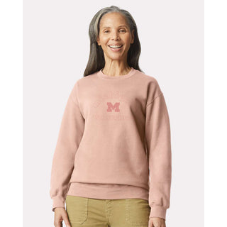 Michigan Monotone Outline Softstyle Crewneck - Dusty Rose