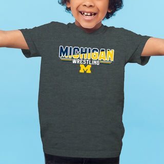 Michigan Wrestling Top Flight Youth T-Shirt - Dark Heather