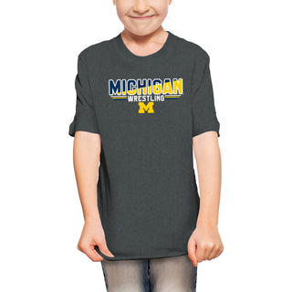 Michigan Wrestling Top Flight Youth T-Shirt - Dark Heather