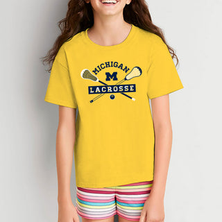 Michigan Lacrosse Emblem Youth T-Shirt - Daisy