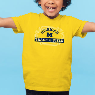 Michigan Track & Field Emblem Youth T-Shirt - Daisy