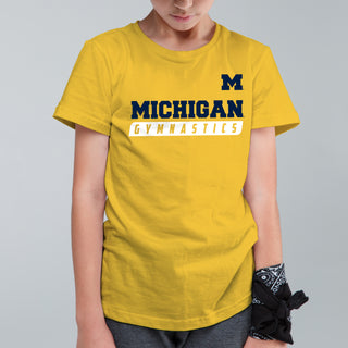 Michigan Gymnastics Slant Youth T-Shirt - Daisy