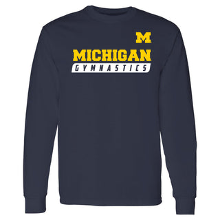 Michigan Gymnastics Slant Long Sleeve T-Shirt - Navy