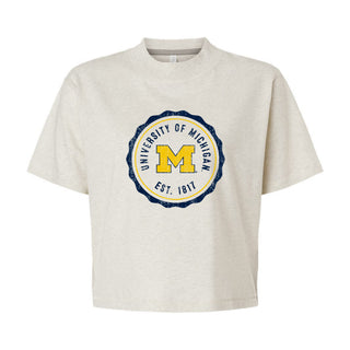 Michigan Wavy Seal Ladies Boxy Tee - Natural Heather