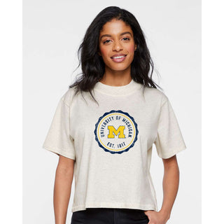 Michigan Wavy Seal Ladies Boxy Tee - Natural Heather