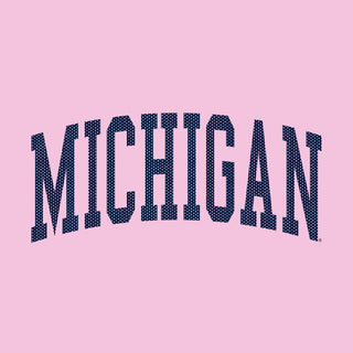 Michigan Enmeshed Mega Arch Women's French Terry Mid-Length Boxy Top - Powder Pink