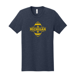 Michigan Vertical Football CVC T-Shirt - Heather Navy