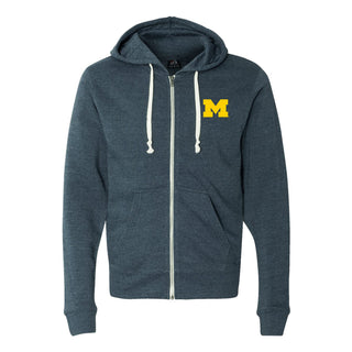 Michigan Block M JA Triblend Full-Zip Hoodie - Navy Triblend