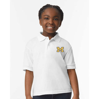 Michigan Block M Outline EMB Youth Dryblend Jersey Polo