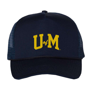 Michigan Initial Wordmark Five-Panel Trucker Hat - Navy